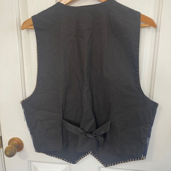 Ave Of America Vintage  Women’s Large Vest 90s Blue Wool V Neck Cardigan - Picture 3 of 6